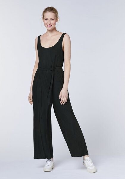 Detto Fatto Ärmelloser Yoga-Jumpsuit aus Viskose-Mix in Rippoptik