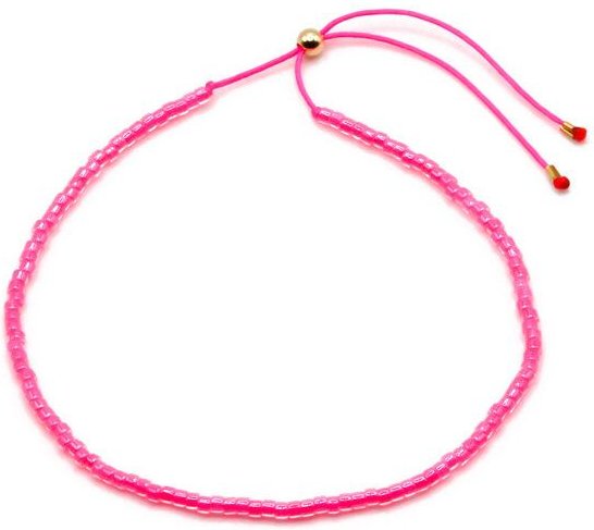 juni Zartes Perlenarmband "Unique Pink" in neon pink