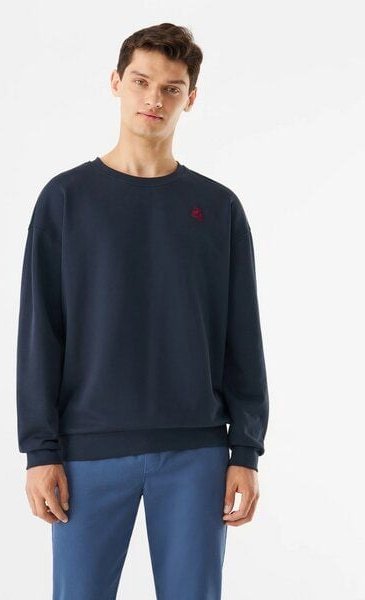 Givn Berlin Sweater "Cedrico rose" dunkelblau mit Rose als Stick