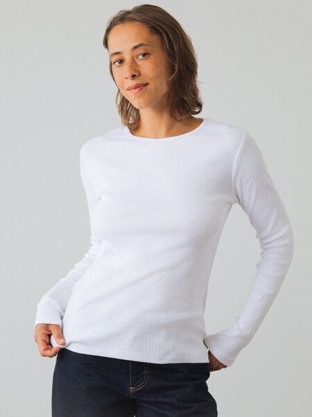 Thumbnail - Honest Basics Geripptes Langarm Shirt