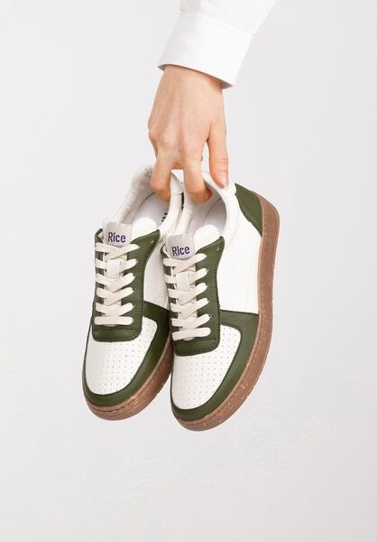 RICE Sneaker Vegan Unisex - OPEN21 Green Ecru