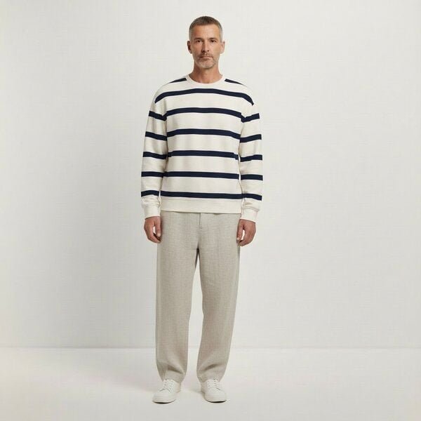 YTWOO Basic Unisex-Sweatshirt mit Streifen aus nachhaltiger Baumwolle