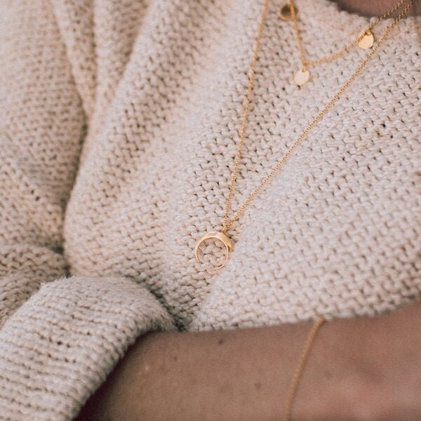 MOANINA Kette Marrakesch Mond - 925 Silber/18k Gold Vermeil - 3 Längen