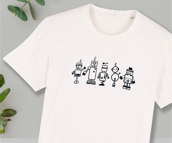 Spangeltangel T-Shirt "Roboter", Herrenshirt, bedruckt, Handsiebdruck