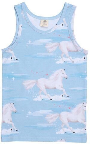 Kinder Unterhemd GOTS-zertifiziert aus Bio-Baumwolle hellblau mit Pferde-Motiv – Walkiddy
