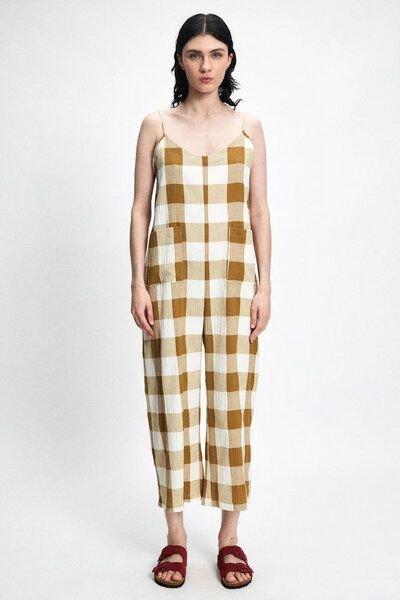 Rita Row Jumpsuit ASTRO aus Biobauwolle und rec. Polyester - Brown Check