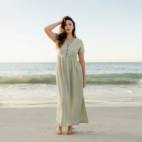 NORDLICHT Musselin Kleid Alma Lang aus 100% Bio-Baumwolle