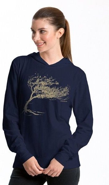 Peaces.bio - handbedruckte Biomode Bio-Jersey-Kapuzensweater Unisex "Windy Tree"
