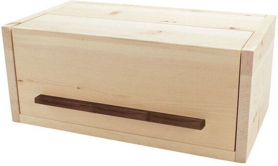4betterdays Brotkasten aus Zirbenholz | mit Nussgriff und Klappdeckel | 45 x 25 x 19 cm