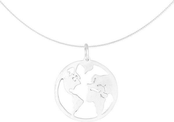 pakilia Silber Kette Weltkarte Fair-Trade und handmade
