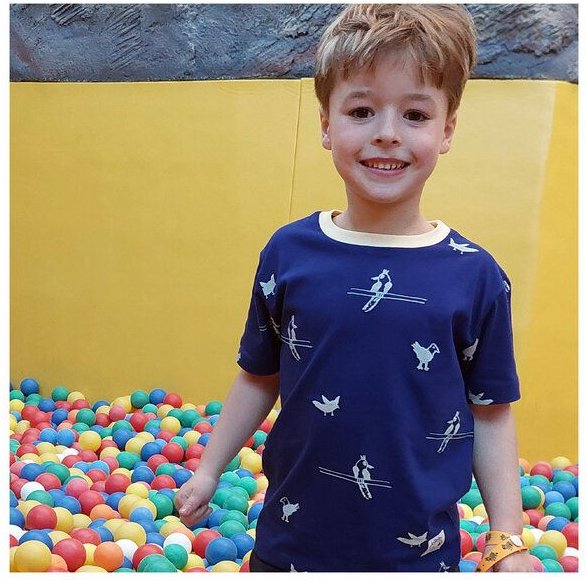 Kipepeo-Clothing SALE Kinder T-Shirt aus Bio-Baumwolle BIRDS Mitternachtsblau