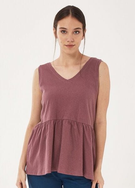 ORGANICATION Top aus Leinen-Mix mit Volant-Saum