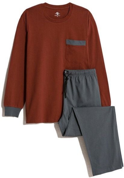 Haasis Bodywear Herren Pyjama Rundhalsausschnitt, Bio Baumwolle