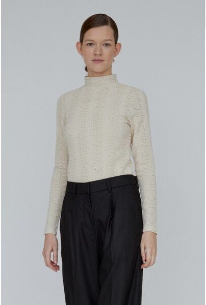 Basic Apparel Rollkragenshirt SUVI mit feinem Lochmuster