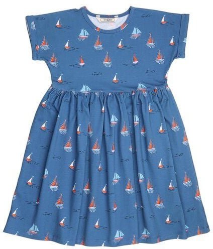 Cotokids Kinder Kleid Baumwolle, Blau, Segelboot-Muster, Walkiddy