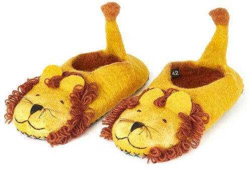 short'n'pietz Filz Hausschuhe für Erwachsene handgefilzt Löwe aus 100% Schafswolle