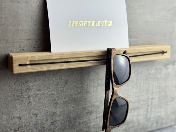 Portia by Callidus Designs Brillenhalter Eichenholz – Wandaufbewahrung mit Gummiband | Aufhängung mit und ohne Bohren mö...