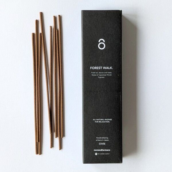 Forest Walk Natürliche Räucherstäbchen mit geringer Rauchentwicklung - Hinoki-Zypresse - Handgefertigt in Japan - noneed...