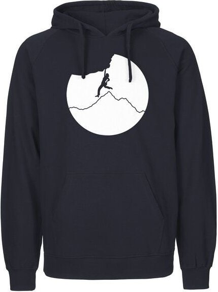 HANDGEDRUCKT "Klettern" Männer Hoody aus reiner Biobaumwolle (kbA)