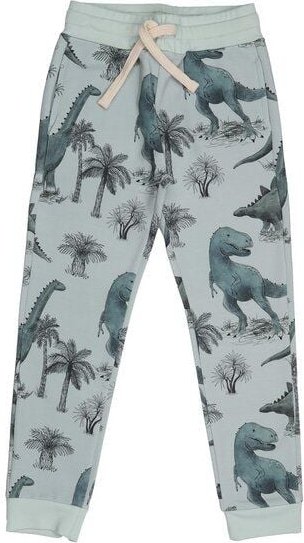 Kinder Jogger GOTS zertifiziert, 95% Bio-Baumwolle, grün, Dino-Muster „Dinosaurland“, weich & bequem – Walkiddy