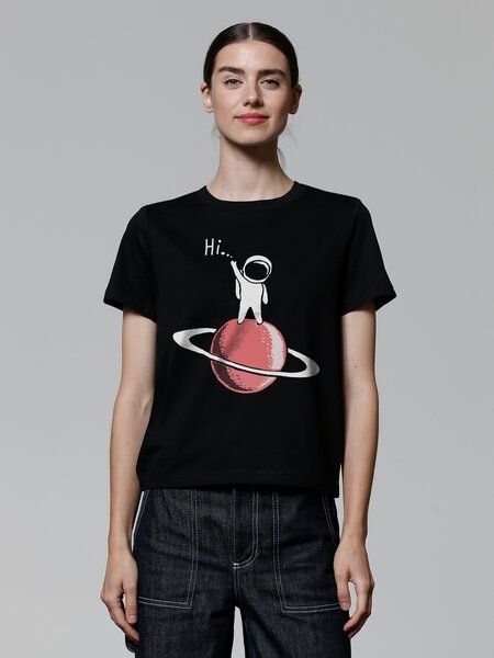 watapparel T-Shirt Frauen Astronaut says Hi