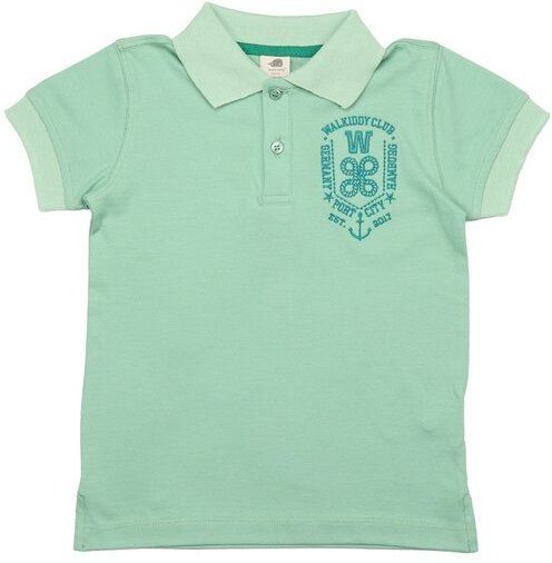 Mädchen Poloshirt GOTS zertifiziert, Bio-Baumwolle, hellgrün, „Meadow“, Kurzarm, weich – Walkiddy