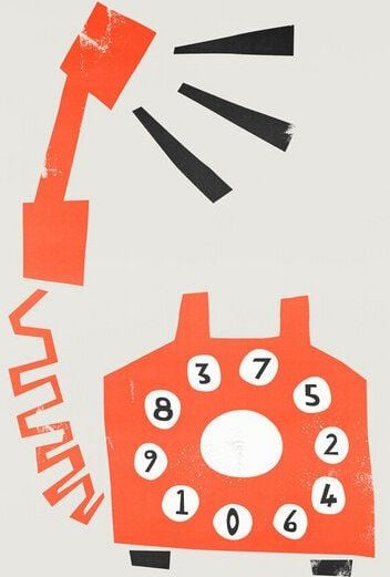 Photocircle Poster / Leinwandbild - Retro Orange Telephone
