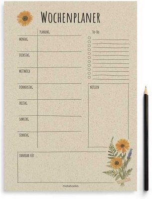 matabooks® A4 Wochenplaner/Familienplaner aus Graspapier mit To-do – 54 Blatt