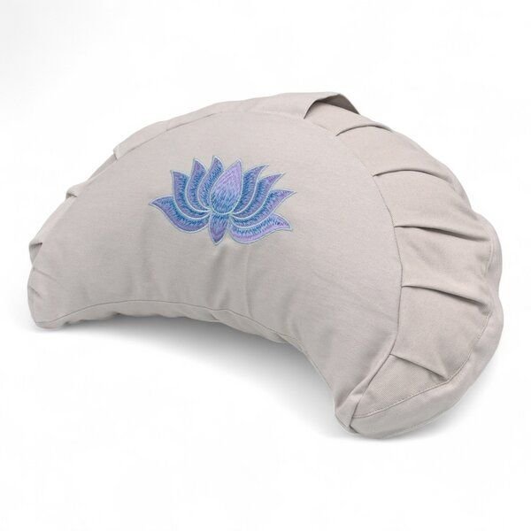 BAGHI Meditationskissen Halbmond kräftige Farben mit Lotus Bestickung im Farbverlauf Bio-Baumwolle kbA