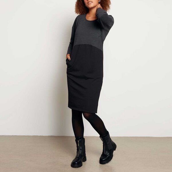 Thumbnail - WiDDA berlin Jerseykleid ZWO Grau/Schwarz aus Bio-Baumwolle und recycelten Materialien