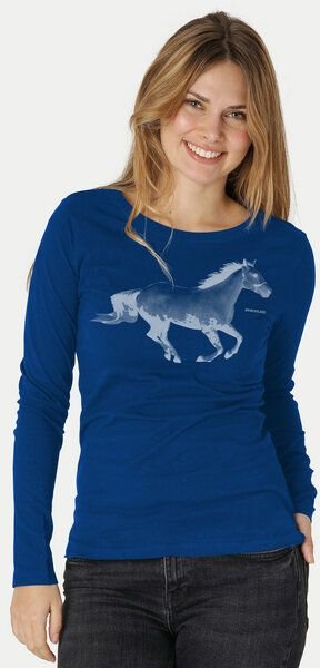 Peaces.bio - handbedruckte Biomode Bio-Damen-Langarmshirt Horsepower