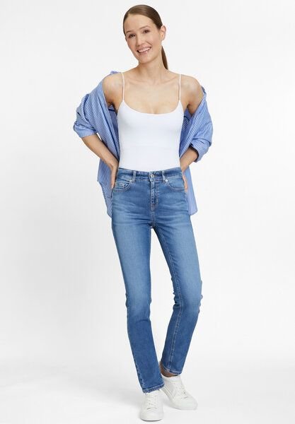 FUTURE:PEOPLE. 09:00 SLIM FIT - MID WAIST- Damen Jeans aus leichtem Stretch-Denim aus Bio-Baumwoll/ Tencel-Mix (30900 0 ...