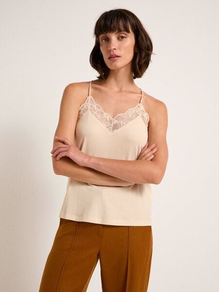 LANIUS Top mit Spitze aus Bio-Baumwolle