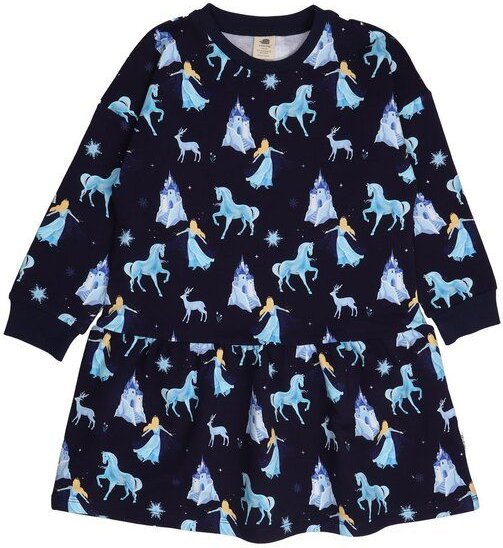 Thumbnail - Kinder Sweatkleid Bio-Baumwolle „Fantastic Wonderland“ bunt, weiches Langarm Kleid von Walkiddy für Kleinkinder, gemütli...