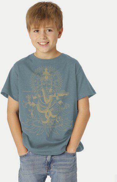 Thumbnail - Peaces.bio - handbedruckte Biomode Bio-Kinder T-Shirt Ganesha