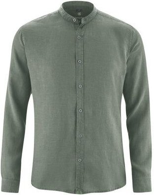 HempAge Herren Schlichtes Stehkragenhemd aus reinem Hanf