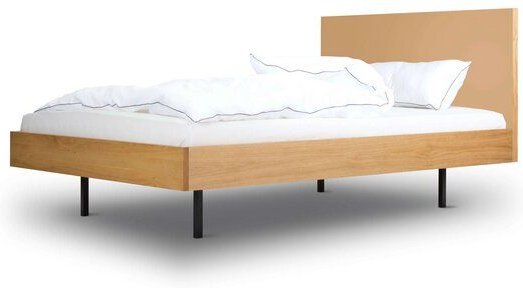 BARTMANN Unidorm Classic - Holzbett aus Eiche mit Kopfteil aus Linoleum