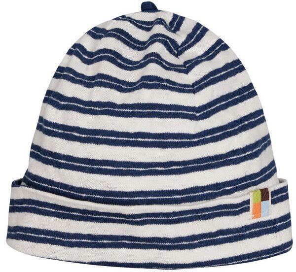 loud + proud Kinder Mütze Streifen mit Leinen, GOTS-zertifiziert