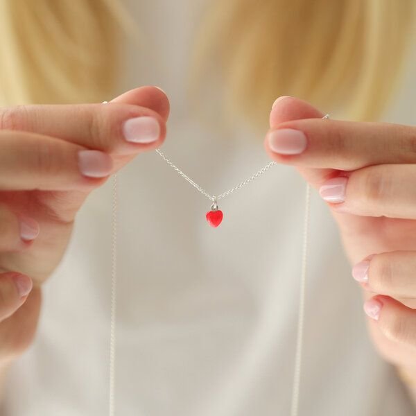 BELLYBIRD Jewellery Halskette - kleines Herz, Anhänger/ Silber/ Silber emailliert