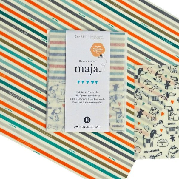 Treusinn Bienenwachstuch MAJA / 2er-Set / Klein & Groß