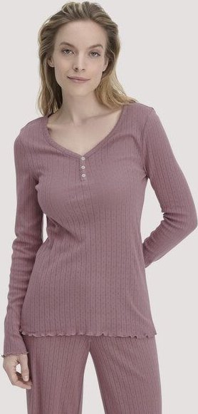 hessnatur Pointelle Henley Schlafshirt PURE COTTON aus reiner Bio-Baumwolle