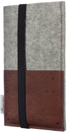 flat.design Handyhülle SINTRA braun für Samsung Galaxy A-Serie - 100% Wollfilz - hellgrau - Schutz Tasche Kork