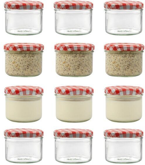 mikken Marmeladengläser 210ml mit Deckel Einmachgläser Einkochgläser Pestogläser Dessertgläser