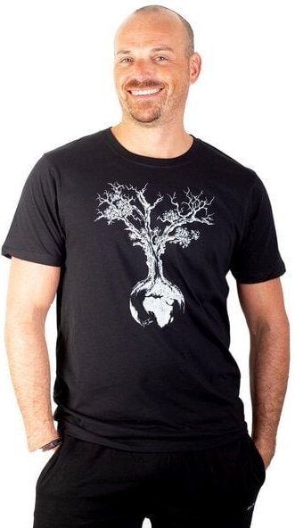 Life-Tree Shirt aus Biobaumwolle Fairwear für Herren "Weltenbaum" in Washed Green/Black/White