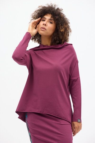KOKOworld Bluse Minimal – Oversize – Bio-Baumwolle – offene Kanten – vorne länger als hinten – Fair produziert in Polen