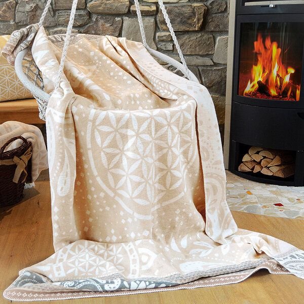 The Spirit of OM Plaid Decke natur-beige