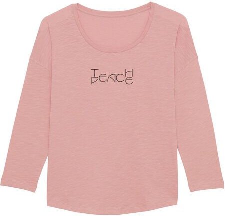Human Family Damen Longsleeve aus Slub Garn - "Wave - Teach Peace"