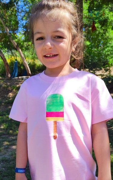 Meladi Kinder Shirt aus Biobaumwolle - Eis am Stiel auf Pink