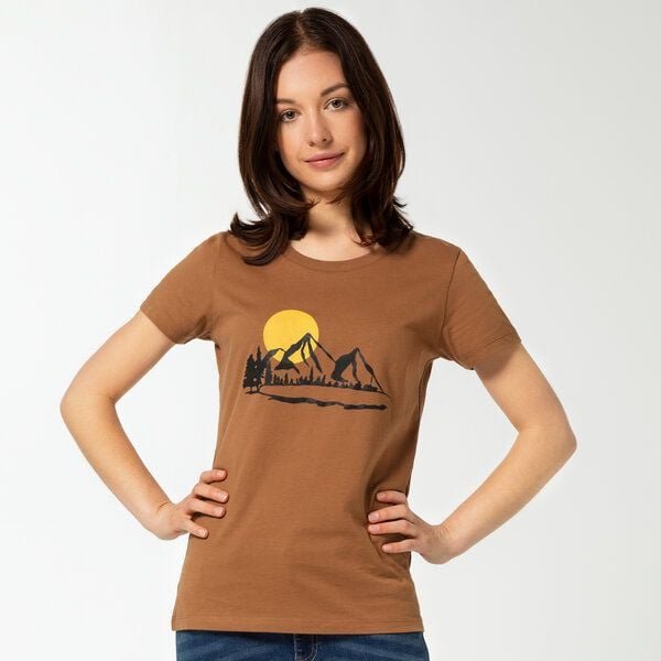 Spangeltangel T-Shirt "Bergluft", Berge, Siebdruck, für Frauen, Berglandschaft, bedruckt, Biobaumwolle