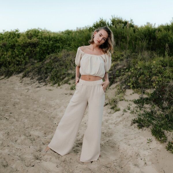 NORDLICHT Damen Musselin Palazzo Hose aus Bio-Baumwolle NILLA